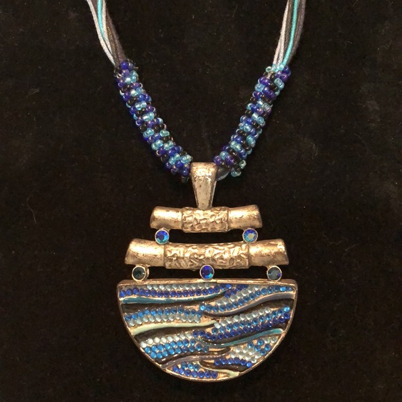 Rhinestone and Matte Silver Necklace & Earring Set - Picture 2 of 10